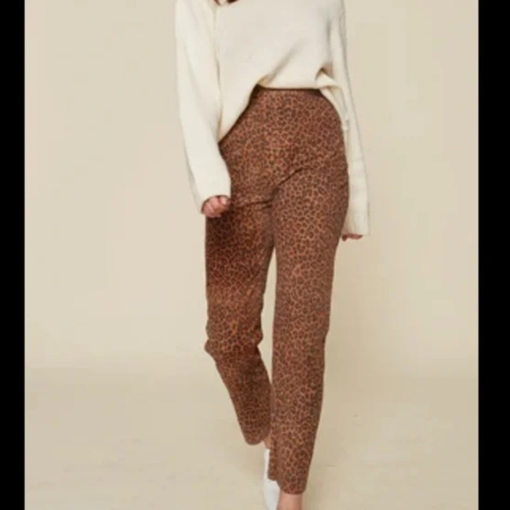 NWT LPA leopard print leather pants size M